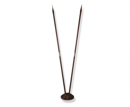 Подставка напольная для флагов. 2 штока. Высота - 220 см Материал: темное дерево, каплевидное навершие